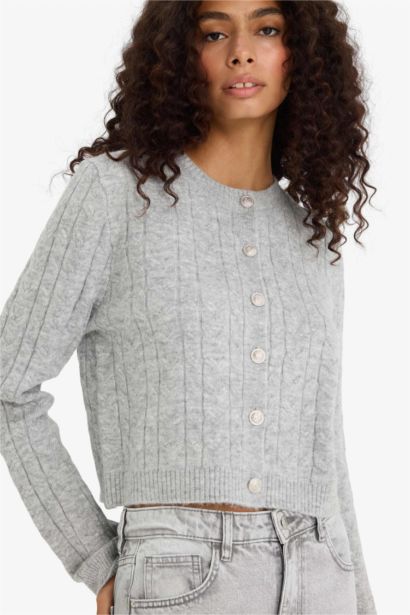 Regular Fit Crew Neck Cardigan