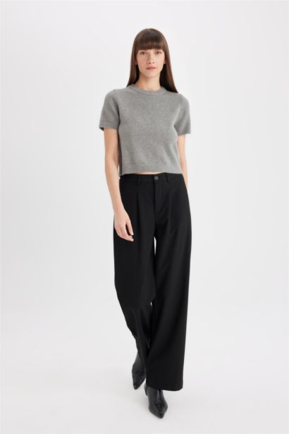 Gray Regular Fit Crew Neck Premium Basic Pullover