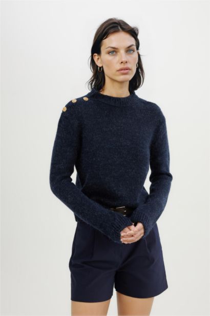 Regular Fit Yumuşak Dokulu Bisiklet Yaka Triko Kazak