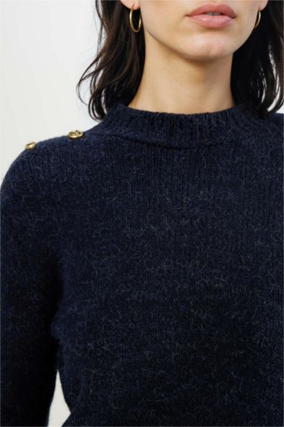 Regular Fit Yumuşak Dokulu Bisiklet Yaka Triko Kazak