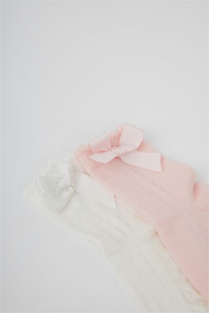 Baby Girl Non-Slip Base 2 Piece Cotton Long Socks