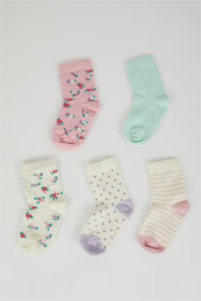 Baby Girl Seamless 5 Piece Cotton Long Socks