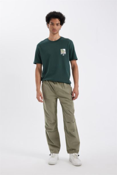 بنطلون قطن باراشوت وايد ليج برجل واسع