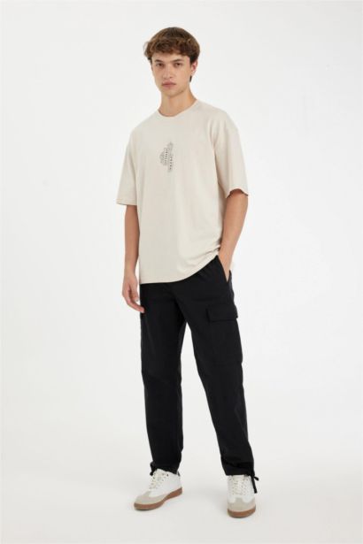 Boy Black Parachute Wide Leg Cargo Pants