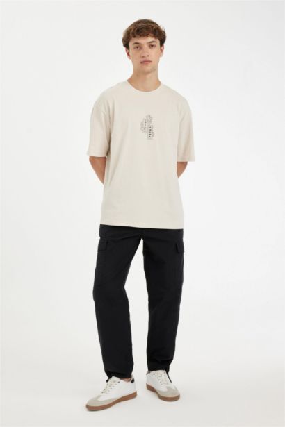 Boy Black Parachute Wide Leg Cargo Pants