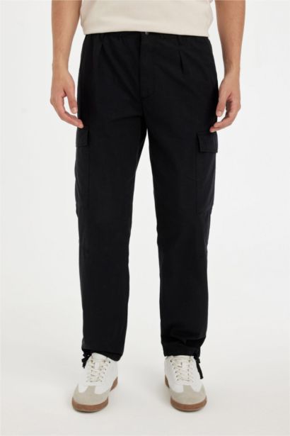 Boy Black Parachute Wide Leg Cargo Pants