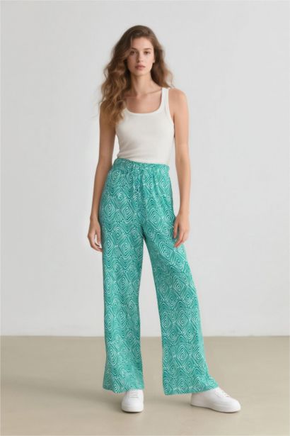 Wide Leg Printed Pocket Trousers