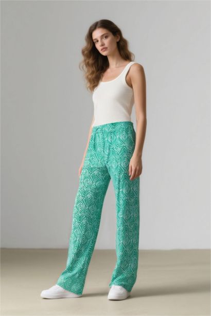 Wide Leg Printed Pocket Trousers