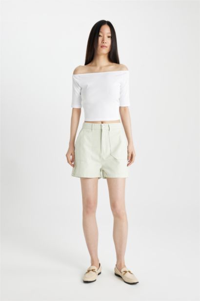 Slim Fit Off Shoulder Camisole Short Sleeve T-Shirt