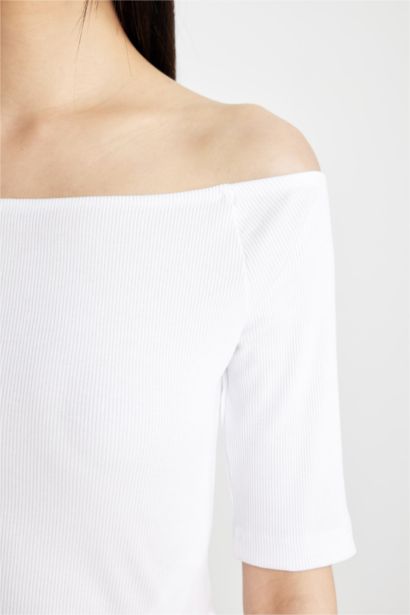 Slim Fit Off Shoulder Camisole Short Sleeve T-Shirt