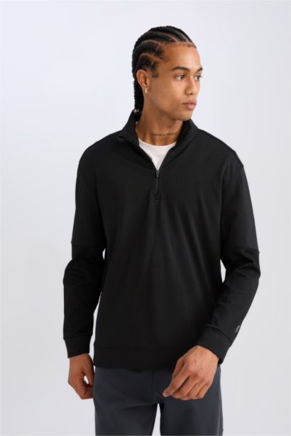 DeFactoFit Standard Fit Stand Collar Sports Sweatshirt