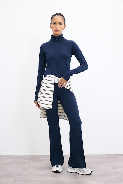 Woman High Waist Fitted Airtech Stretch Flare Sports Trousers