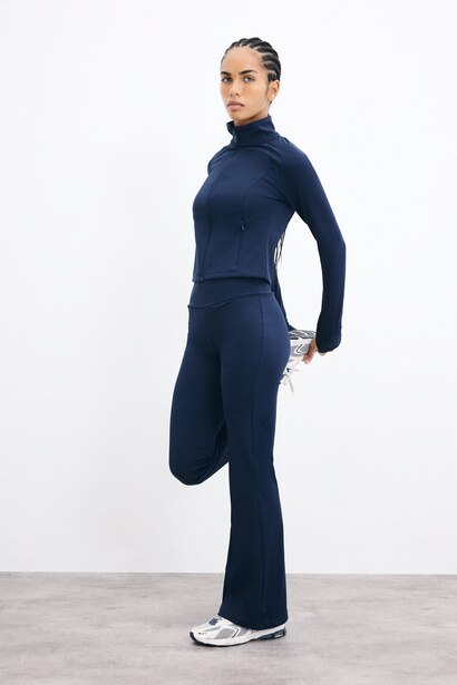 Woman High Waist Fitted Airtech Stretch Flare Sports Trousers