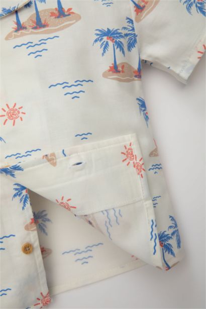 Baby Boy Open Collar Twill Short Sleeve Shirt