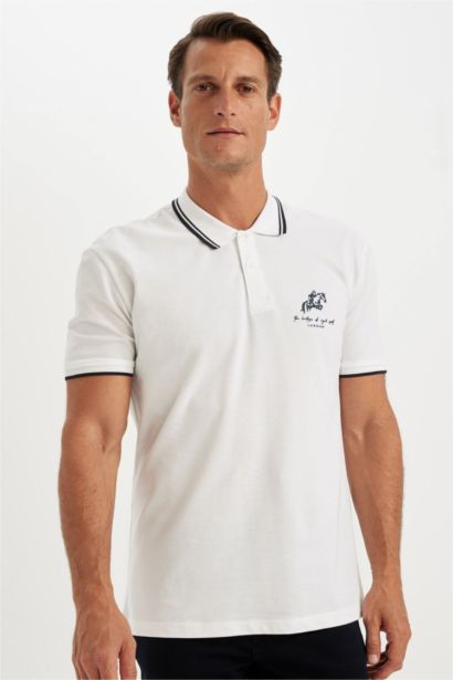 New Regular Fit Short Sleeve Pique Polo T-Shirt