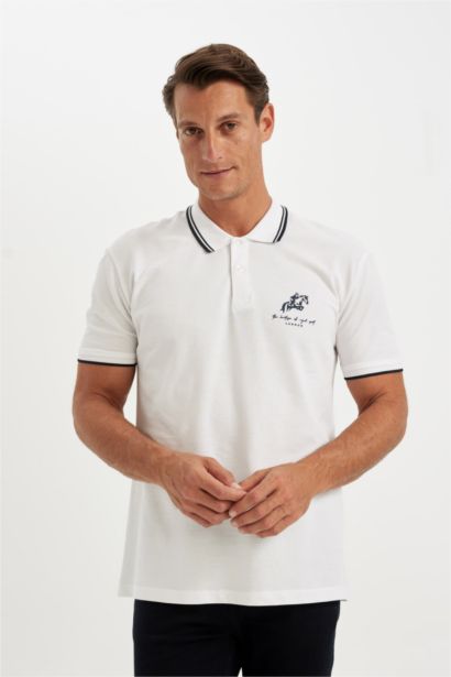 New Regular Fit Short Sleeve Pique Polo T-Shirt