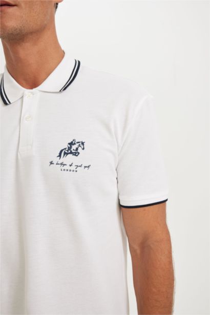 New Regular Fit Short Sleeve Pique Polo T-Shirt