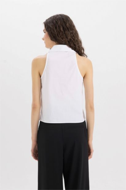 Fitted Poplin Sleeveless Shirt