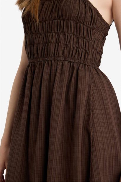 Robe longue effet lin à bretelles