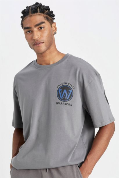 NBA Golden State Warriors Oversize Geniş Kalıp Bisiklet Yaka Pamuklu Kısa Kollu Tişört