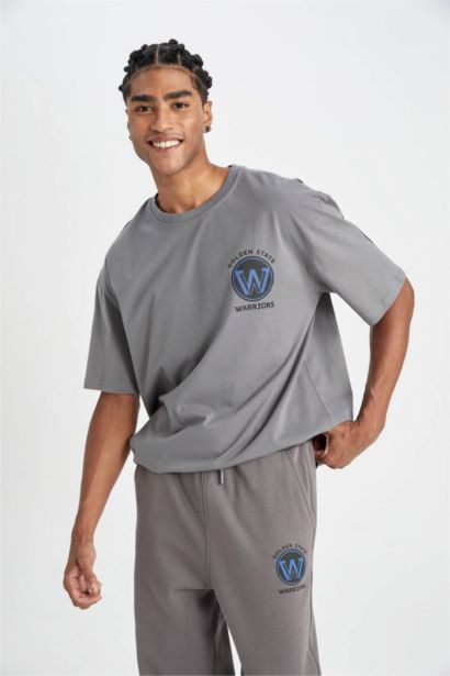 NBA Golden State Warriors Oversize Geniş Kalıp Bisiklet Yaka Pamuklu Kısa Kollu Tişört