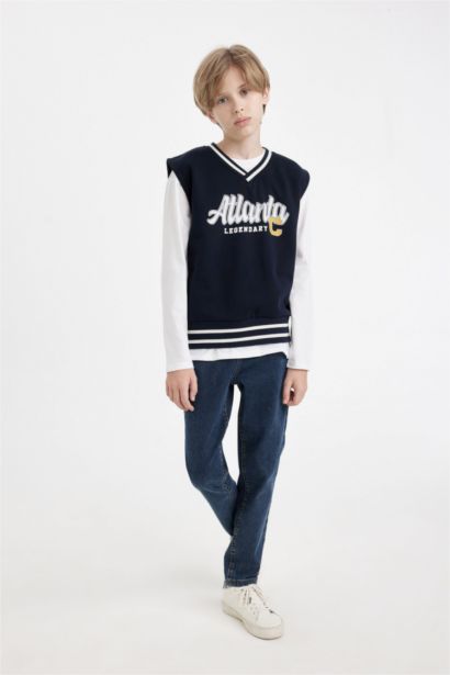 Boy Oversize Fit Thick Sweatshirt Fabric Vest