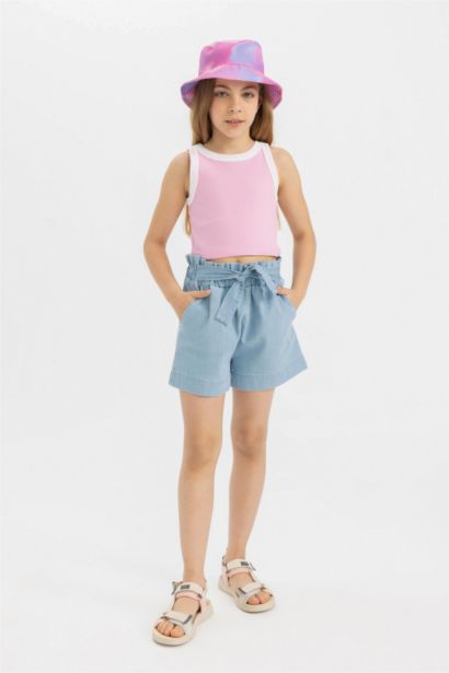 Girl Paperbag Denim Shorts