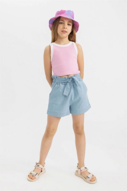 Girl Paperbag Denim Shorts