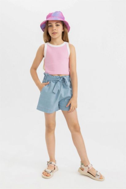 Girl Paperbag Denim Shorts