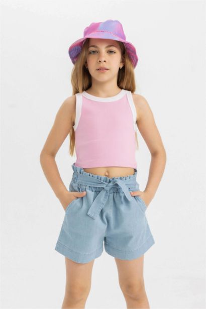Girl Paperbag Denim Shorts