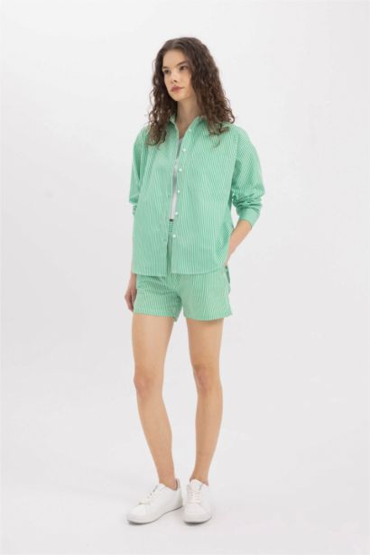 Poplin High Waist Short Leg Shorts