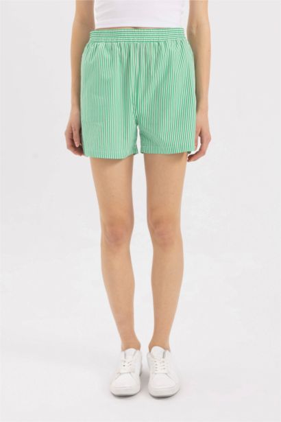 Poplin High Waist Short Leg Shorts