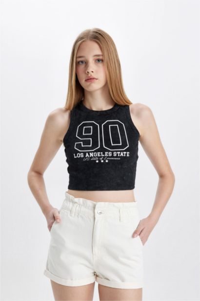 Fıtted Baskılı Bisiklet Yaka Fitilli Kaşkorse Atlet