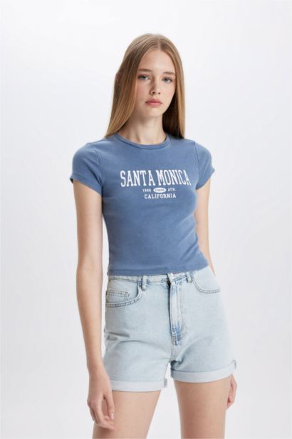 Slim Fit Crew Neck Ribana Short Sleeve T-Shirt