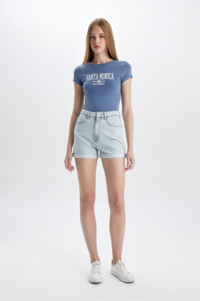 Slim Fit Crew Neck Ribana Short Sleeve T-Shirt