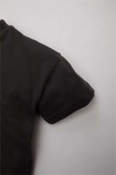 Bisiklet Yaka Araç Baskılı Kısa Kollu Tişört Erkek Bebek