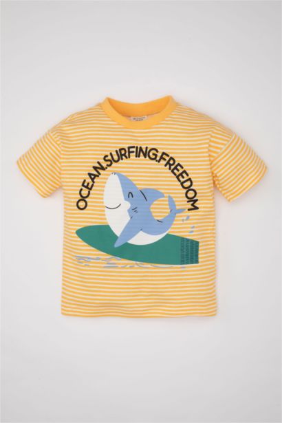 Baby Boy Shark Printed Short Sleeve T-Shirt