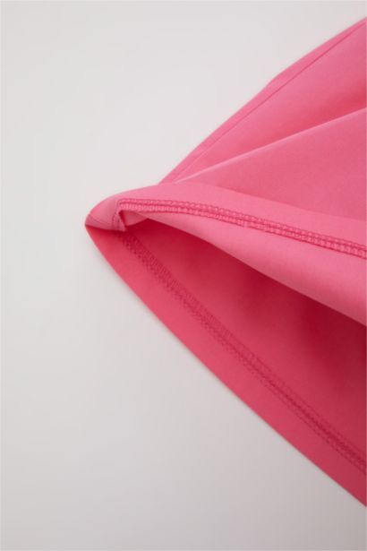 فستان بناتي بوبلين قصة عادية نص ردن بياخة مربعة