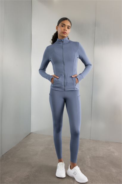 Slim Fit Dar Kesim Fermuarlı Sporcu Hırka