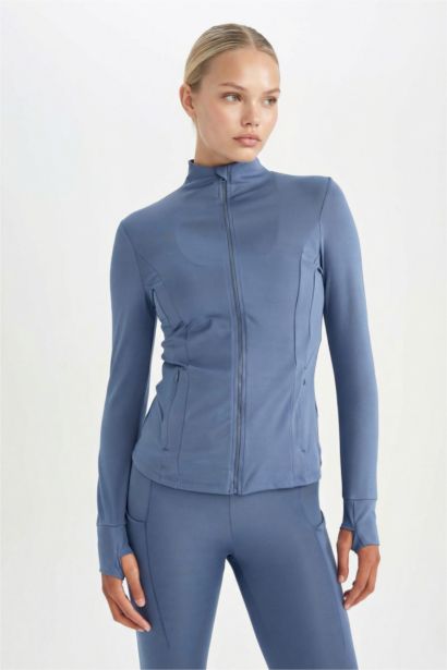 Slim Fit Dar Kesim Fermuarlı Sporcu Hırka