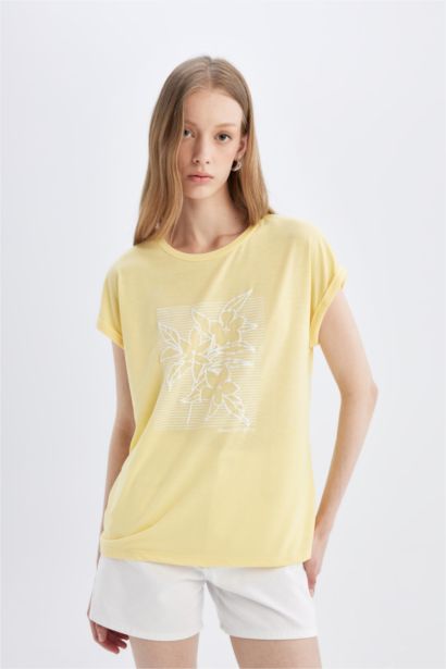 Crew Neck Printed Short Sleeve T-Shirt