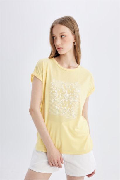 Crew Neck Printed Short Sleeve T-Shirt