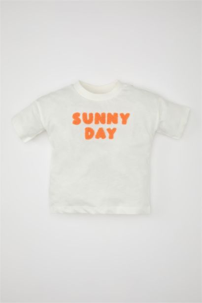 Baby Girl Regular Fit Crew Neck Slogan Printed T-Shirt