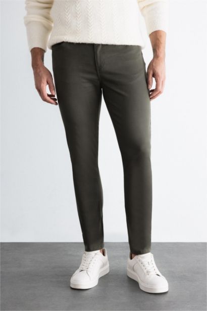 بنطلون قطن تشينو برجل ضيقة