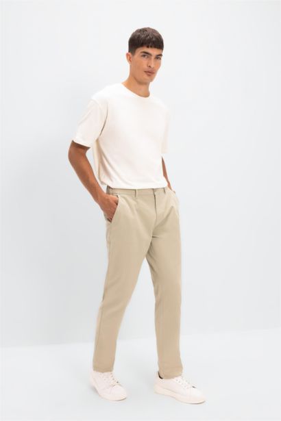 Chino Kanvas Pantolon Tapered Fit Normal Kesim Cepli