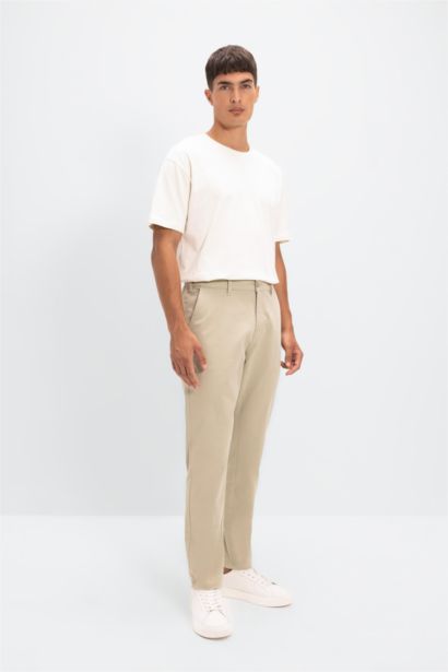 Chino Kanvas Pantolon Tapered Fit Normal Kesim Cepli