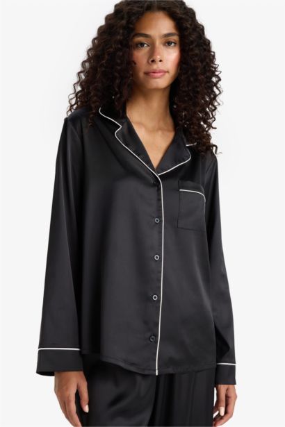 Ensemble Pyjama en satin Top à manches longues et pantalon à taille élastique de Fall in Love