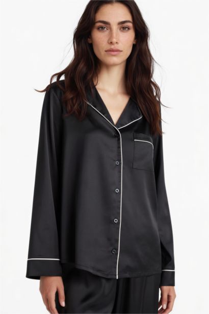 Ensemble Pyjama en satin Top à manches longues et pantalon à taille élastique de Fall in Love