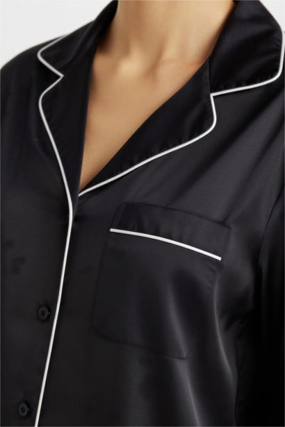 Ensemble Pyjama en satin Top à manches longues et pantalon à taille élastique de Fall in Love