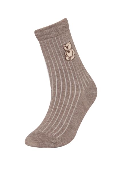 3'lü Pamuklu Uzun Çorap Kız Çocuk